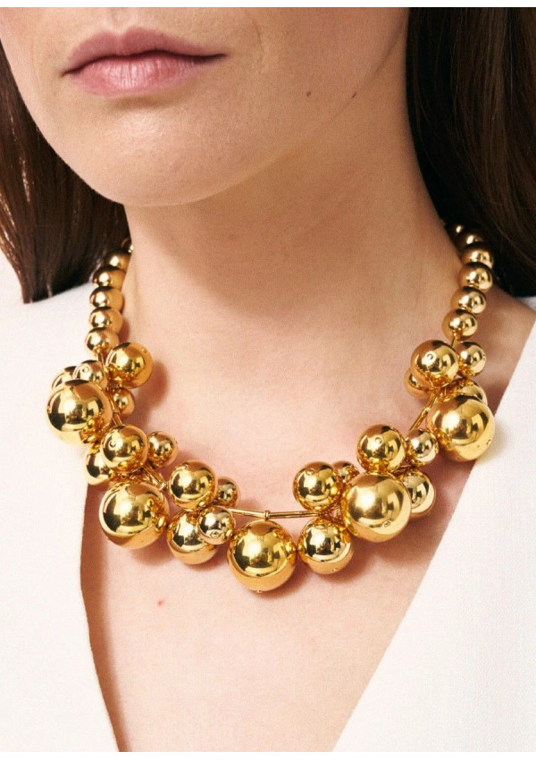 VANESSA BARONI COLLAR MULTI BEADS GOLD