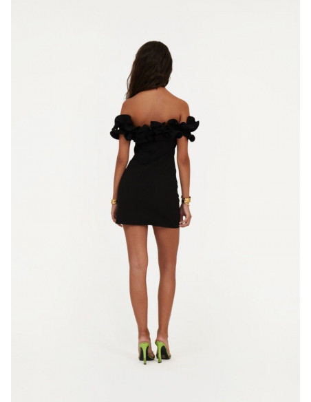 ROTATE VESTIDO RUFFLE CORTO NEGRO