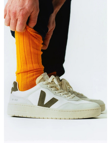 VEJA V-90 B MESH WHITE KAKI