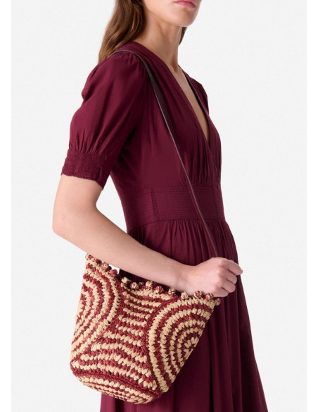 VANESSA BRUNO RAFIA BASKET MINI BURDEOS