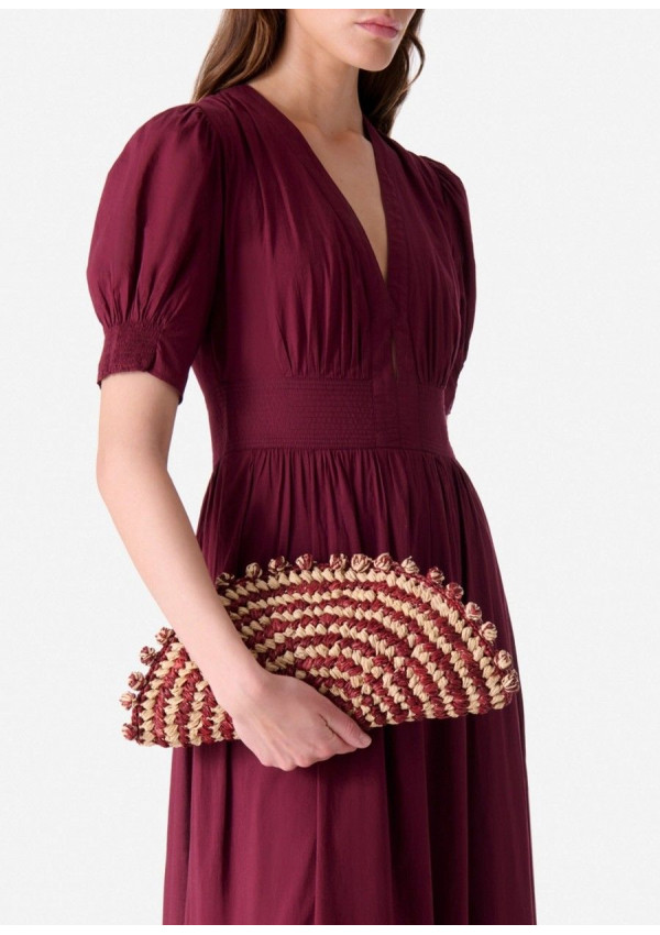 VANESSA BRUNO CLUTCH RAFIA BURDEOS