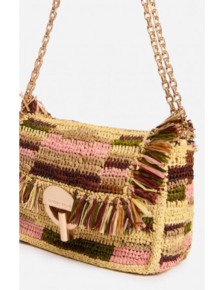 VANESSA BRUNO BOLSO RAFIA SMALL MOON MULTICO