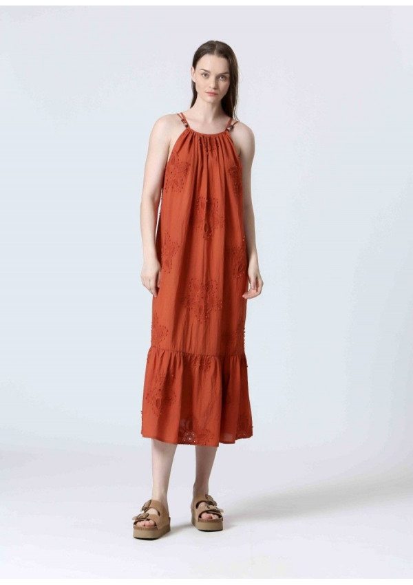 SEE U SOON VESTIDO NARANJA ABALORIOS