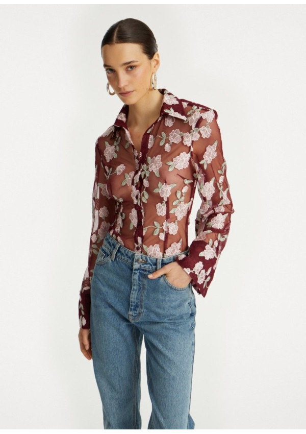 ROTATE CAMISA MESH FLORES