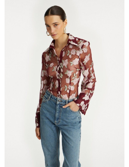 ROTATE CAMISA MESH FLORES