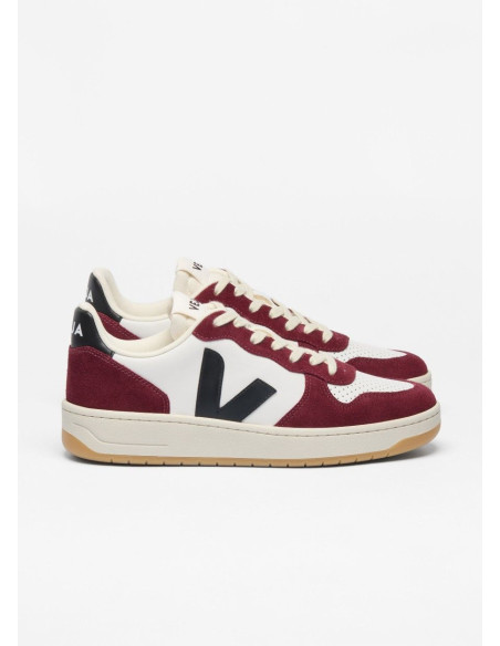 VEJA V-10 LEATHER WHITE BLACK AMARANTE