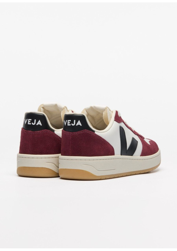 VEJA V-10 LEATHER WHITE BLACK AMARANTE