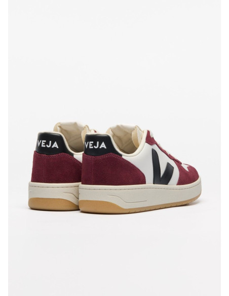 VEJA V-10 LEATHER WHITE BLACK AMARANTE
