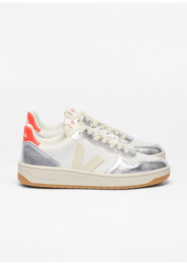 VEJA V-10 LEATHER WHITE PIERRE SILVER