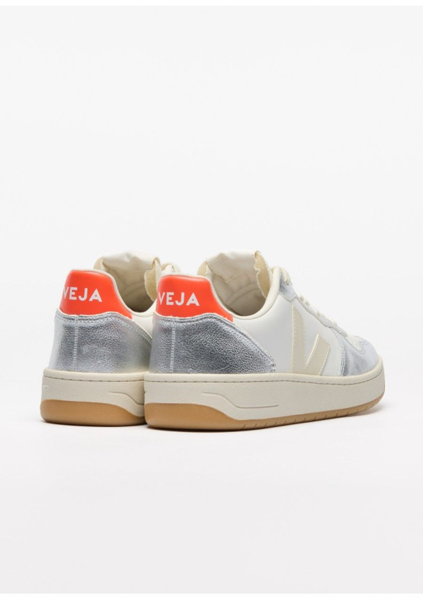 VEJA V-10 LEATHER WHITE PIERRE SILVER