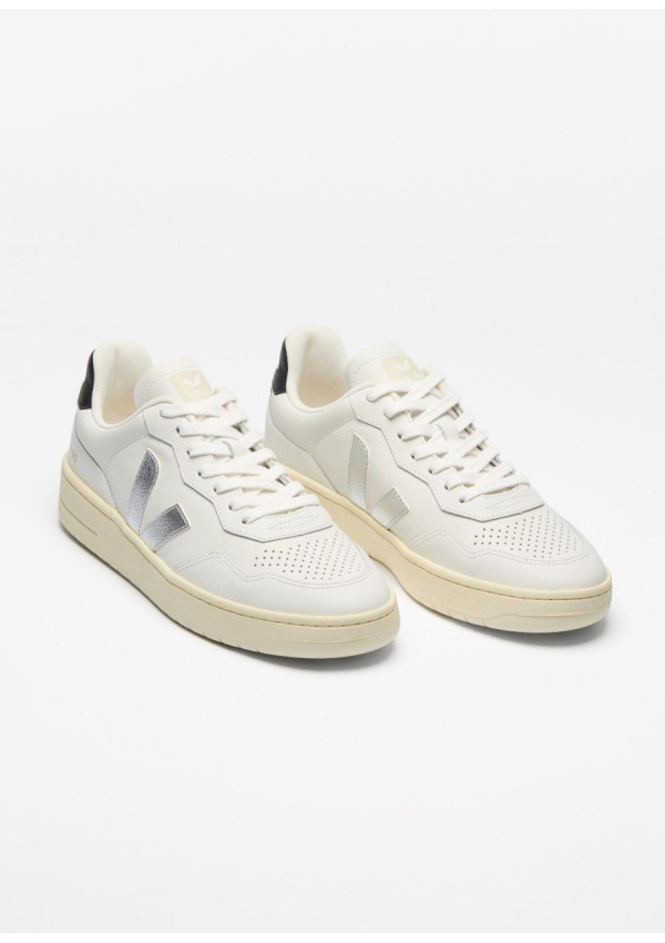 VEJA V-90 O.T LEATHER WHITE SILVER BLACK