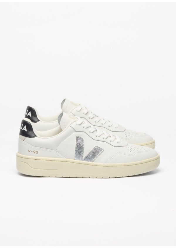 VEJA V-90 O.T LEATHER WHITE SILVER BLACK VEJA V-90 O.T LEATHER WHITE SILVER BLACK