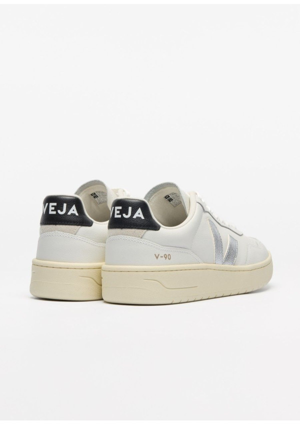 VEJA V-90 O.T LEATHER WHITE SILVER BLACK VEJA V-90 O.T LEATHER WHITE SILVER BLACK