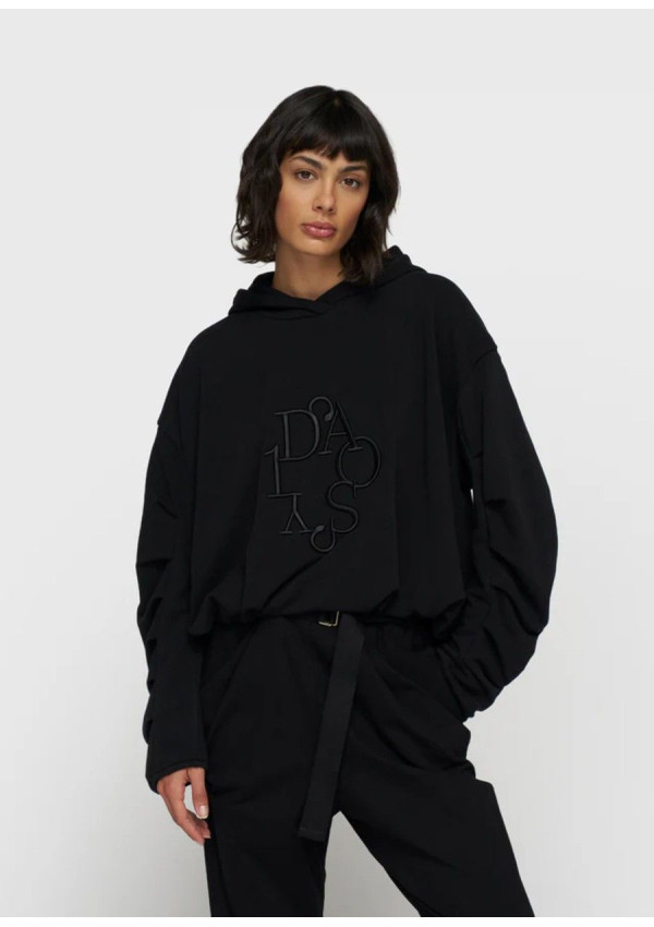 10DAYS HOODIE PLEATED BALLOON BLACK