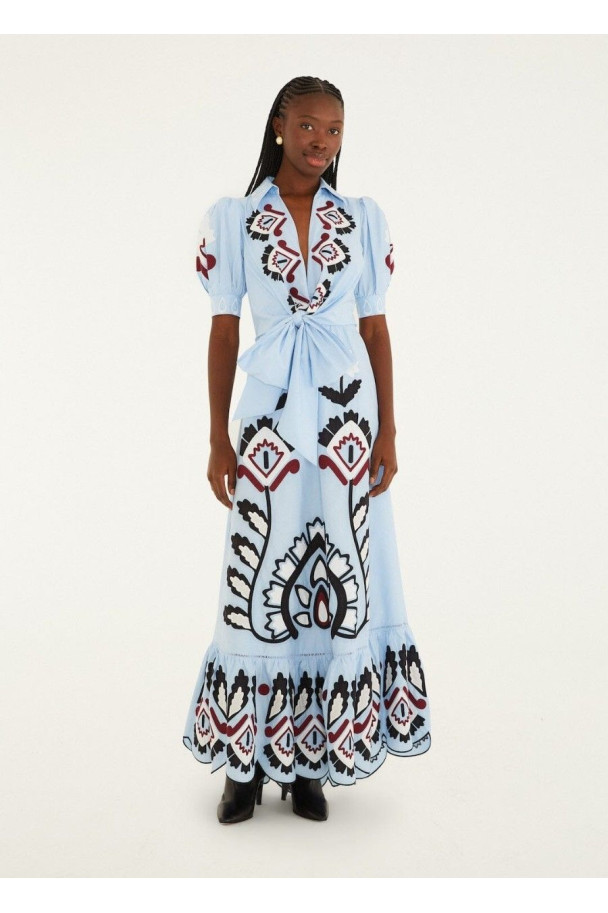 FARM RIO VESTIDO ARTISANAL AZUL