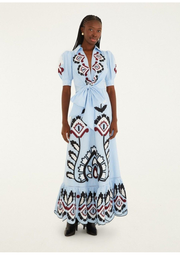 FARM RIO VESTIDO ARTISANAL AZUL FARM RIO VESTIDO ARTISANAL AZUL