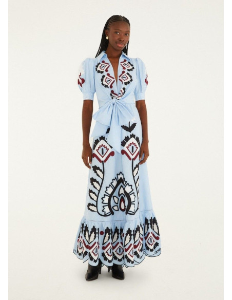 FARM RIO VESTIDO ARTISANAL AZUL FARM RIO VESTIDO ARTISANAL AZUL