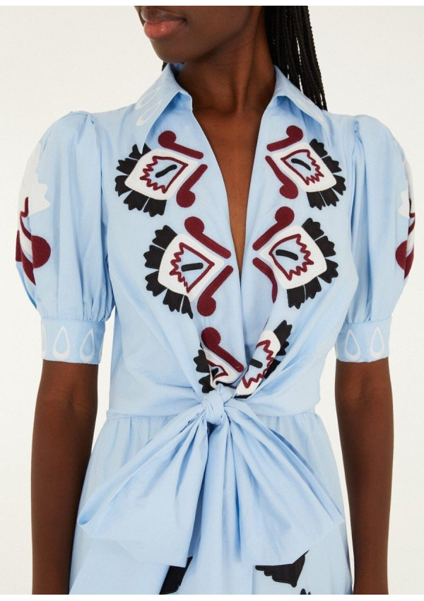 FARM RIO VESTIDO ARTISANAL AZUL FARM RIO VESTIDO ARTISANAL AZUL