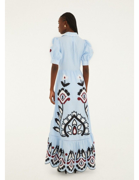 FARM RIO VESTIDO ARTISANAL AZUL FARM RIO VESTIDO ARTISANAL AZUL