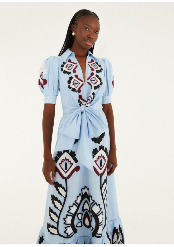 FARM RIO VESTIDO ARTISANAL AZUL FARM RIO VESTIDO ARTISANAL AZUL