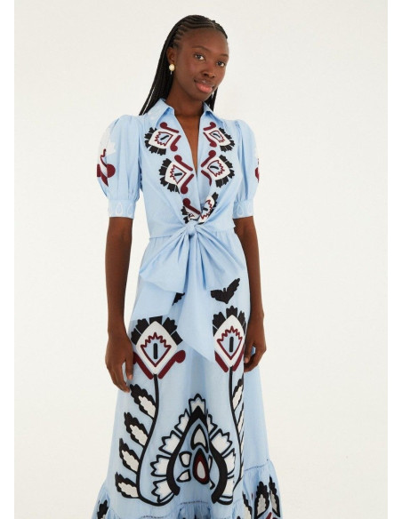 FARM RIO VESTIDO ARTISANAL AZUL FARM RIO VESTIDO ARTISANAL AZUL