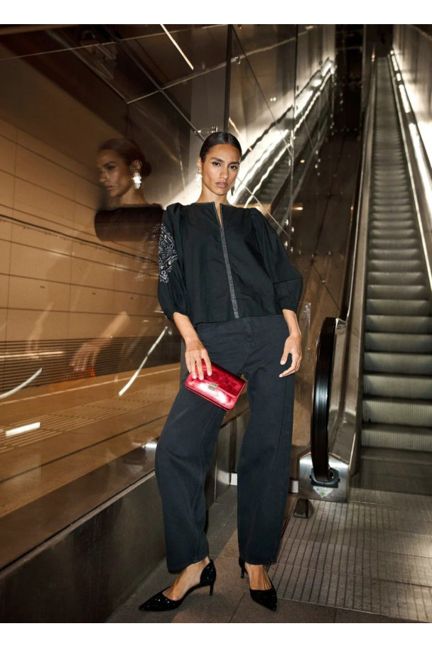 BY-BAR BLUSA RAE FESTIVE NEGRA