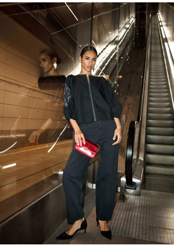 BY-BAR BLUSA RAE FESTIVE NEGRA