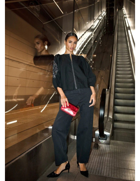 BY-BAR BLUSA RAE FESTIVE NEGRA