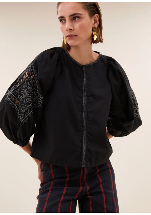 BY-BAR BLUSA RAE FESTIVE NEGRA