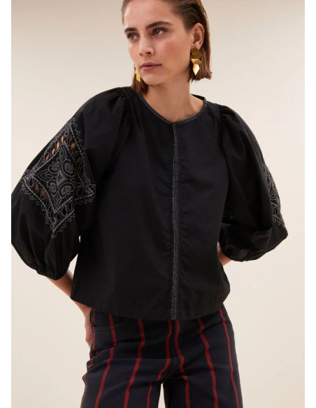 BY-BAR BLUSA RAE FESTIVE NEGRA