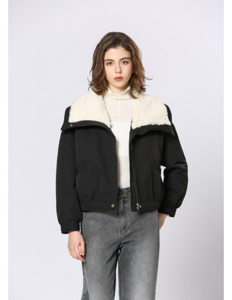 SEE U SOON CHAQUETA NEGRA BORREGO