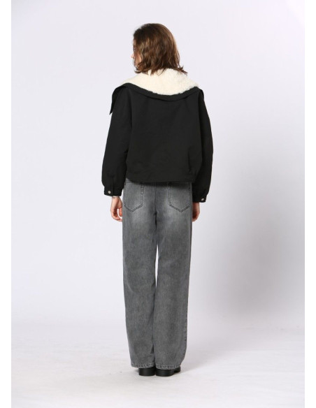 SEE U SOON CHAQUETA NEGRA BORREGO