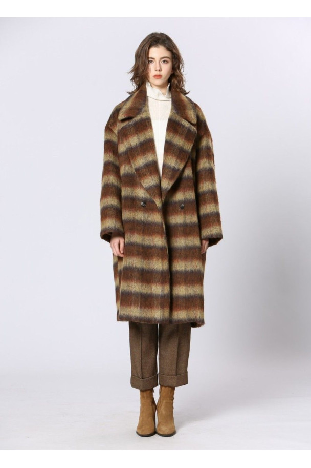 SEE U SOON ABRIGO CUADROS CAMEL