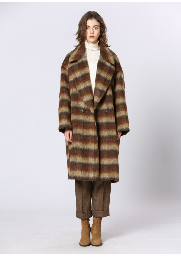 SEE U SOON ABRIGO CUADROS CAMEL