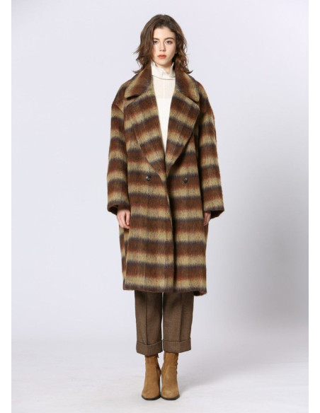 SEE U SOON ABRIGO CUADROS CAMEL