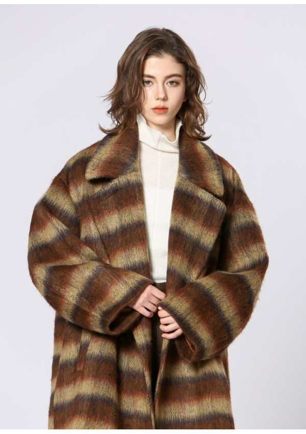 SEE U SOON ABRIGO CUADROS CAMEL