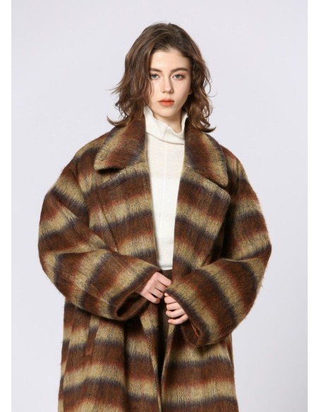 SEE U SOON ABRIGO CUADROS CAMEL