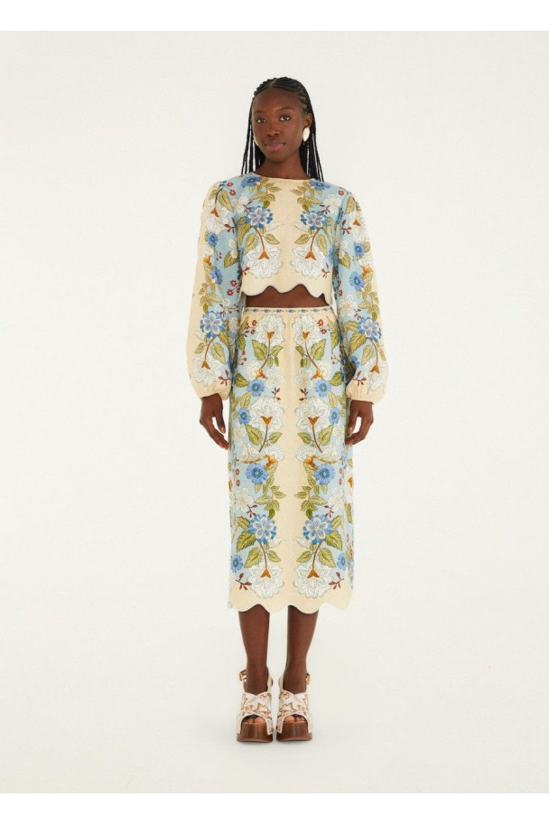 FARM RIO BLUSA GARDEN SCARF BLUE