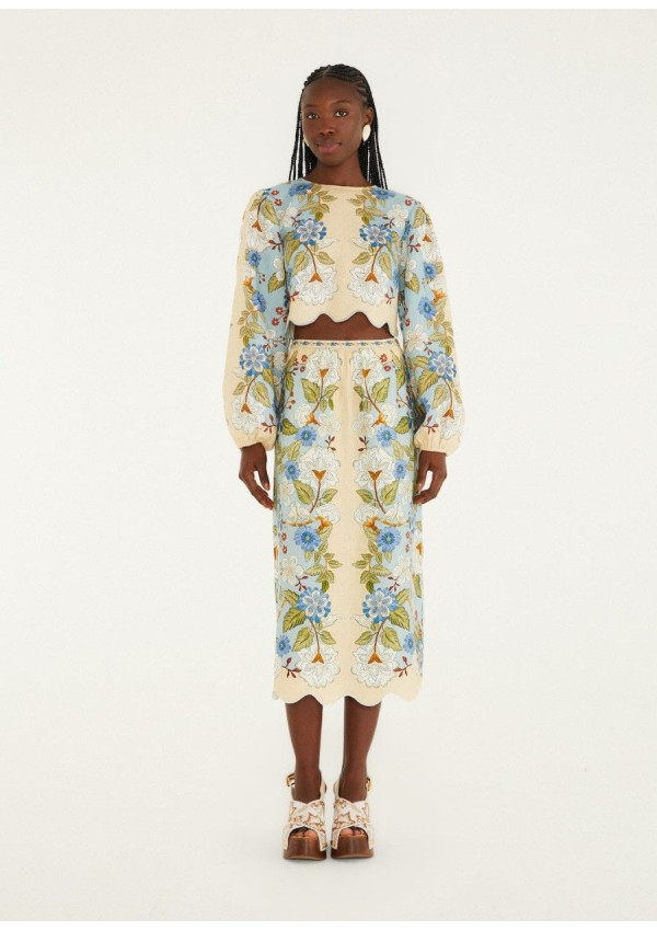 FARM RIO BLUSA GARDEN SCARF BLUE