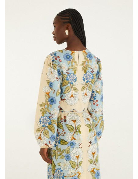 FARM RIO BLUSA GARDEN SCARF BLUE