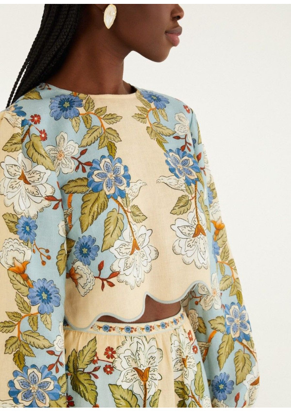 FARM RIO BLUSA GARDEN SCARF BLUE