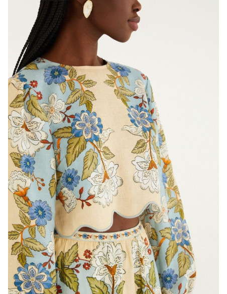 FARM RIO BLUSA GARDEN SCARF BLUE