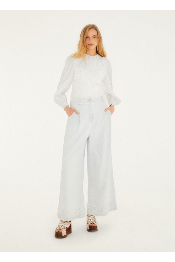 FARM RIO BLUSA CROCHET OFF WHITE