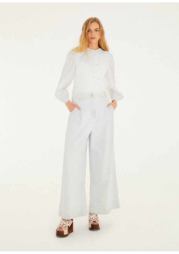 FARM RIO BLUSA CROCHET OFF WHITE