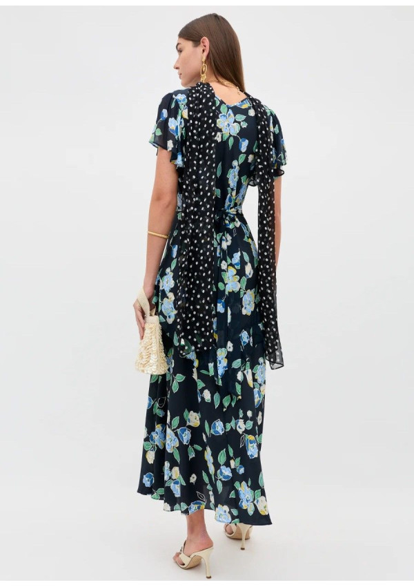 RIXO VESTIDO EVIE FLORAL NAVY