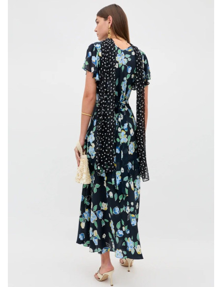 RIXO VESTIDO EVIE FLORAL NAVY