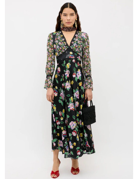 RIXO VESTIDO ARLENA MIX BLACK