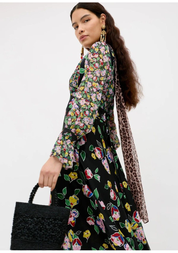 RIXO VESTIDO ARLENA MIX BLACK