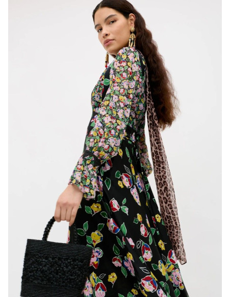 RIXO VESTIDO ARLENA MIX BLACK