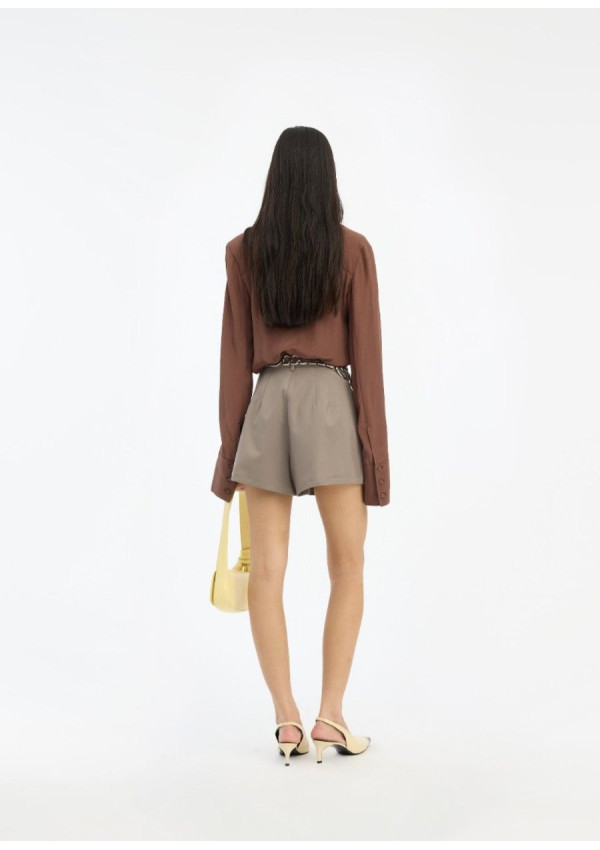 ROTATE CAMISA PLEATED MARRON